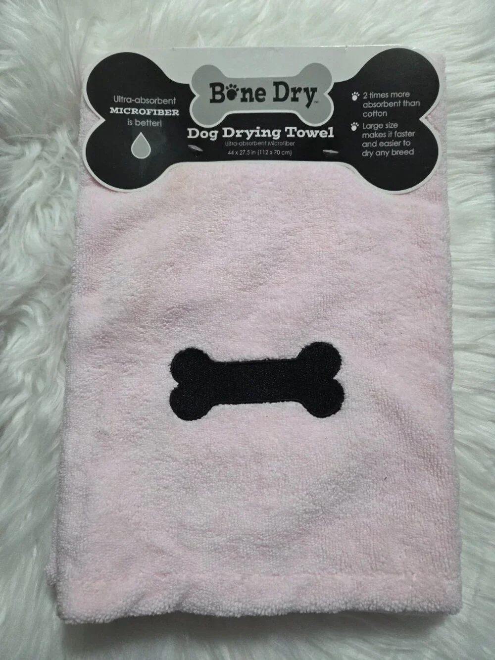 Bone Dry Pale Pink Dog Drying Towel